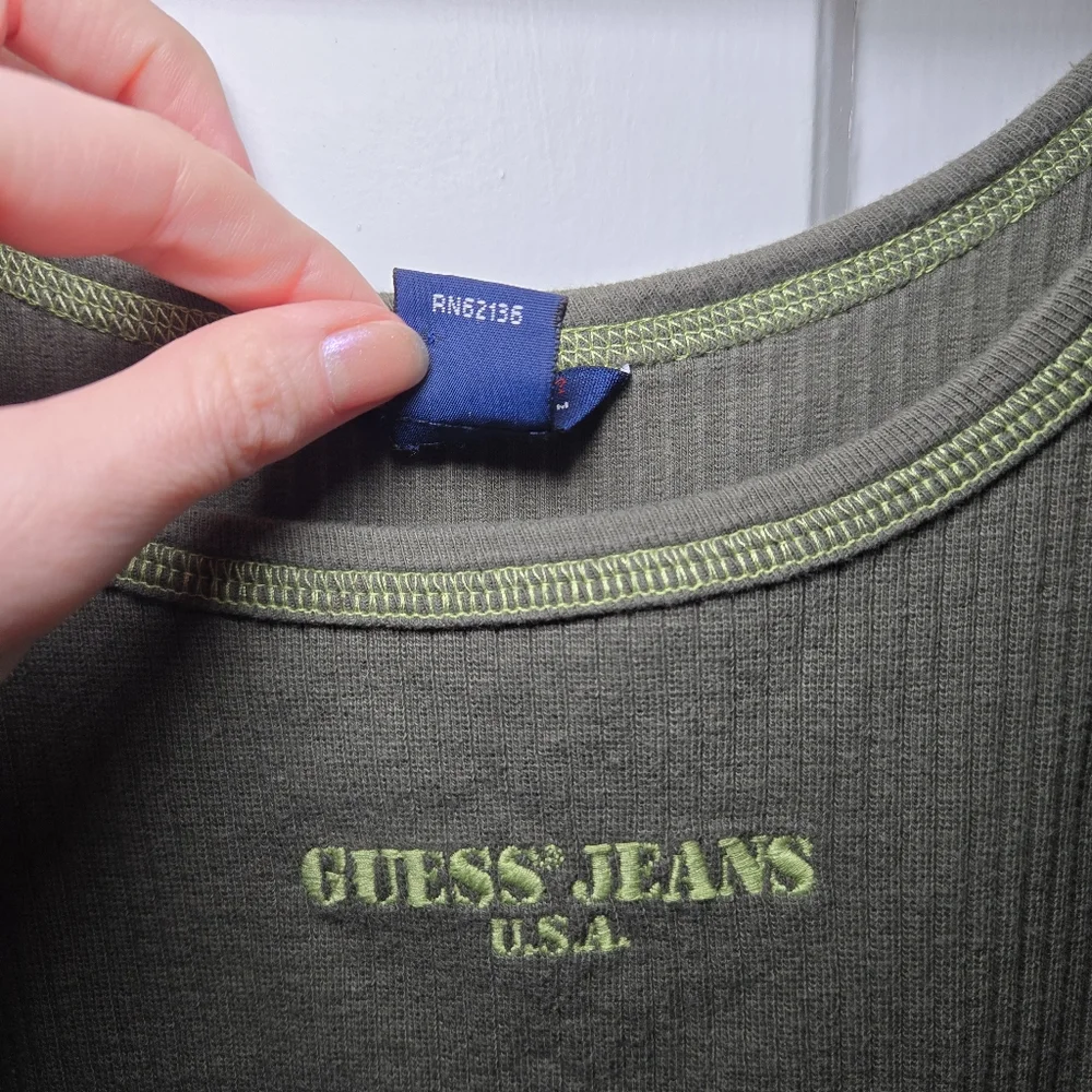 Guess Jeans USA Women's Y2K Vintage Ribbed Tank Dress Size‎ S Green Streetwear - Picture 9 of 13